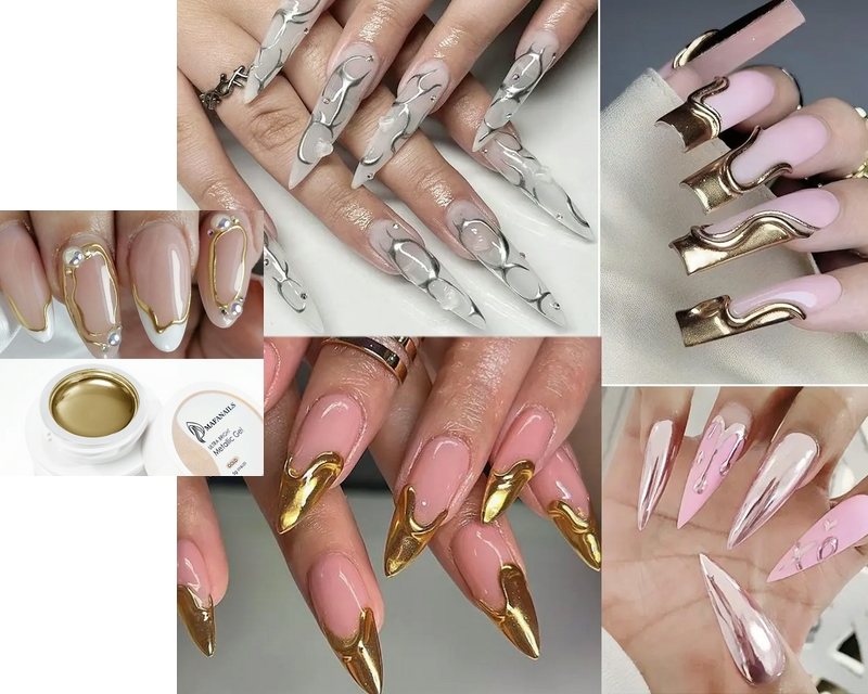 Metallic Painting Gel Chrome Gold Silver Mirror Effect Nail Polish Super Bright for sale online in USA for US $1 Free Shipping