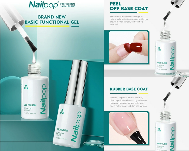 NAILPOP No Wipe Top Coat Base Coat Primer UV Gel Polish Design for sale online in USA for US $2 Free Shipping