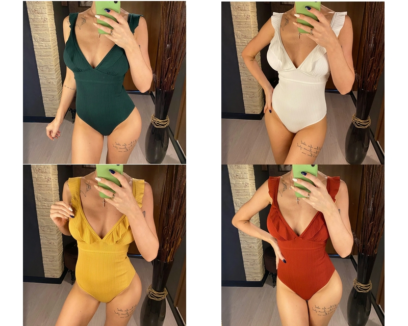 Women’s Ruffled One Piece Swimsuits V Neck for sale online in USA for US $12 Free Shipping