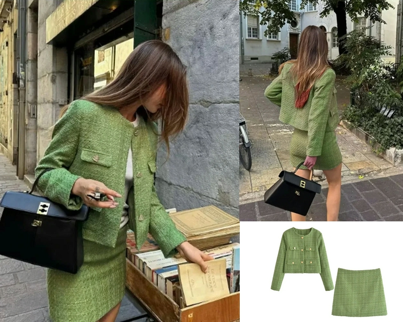 Women’s Tweed Jacket Skirts Suit 2 Piece for sale online in USA for US $13 Free Shipping