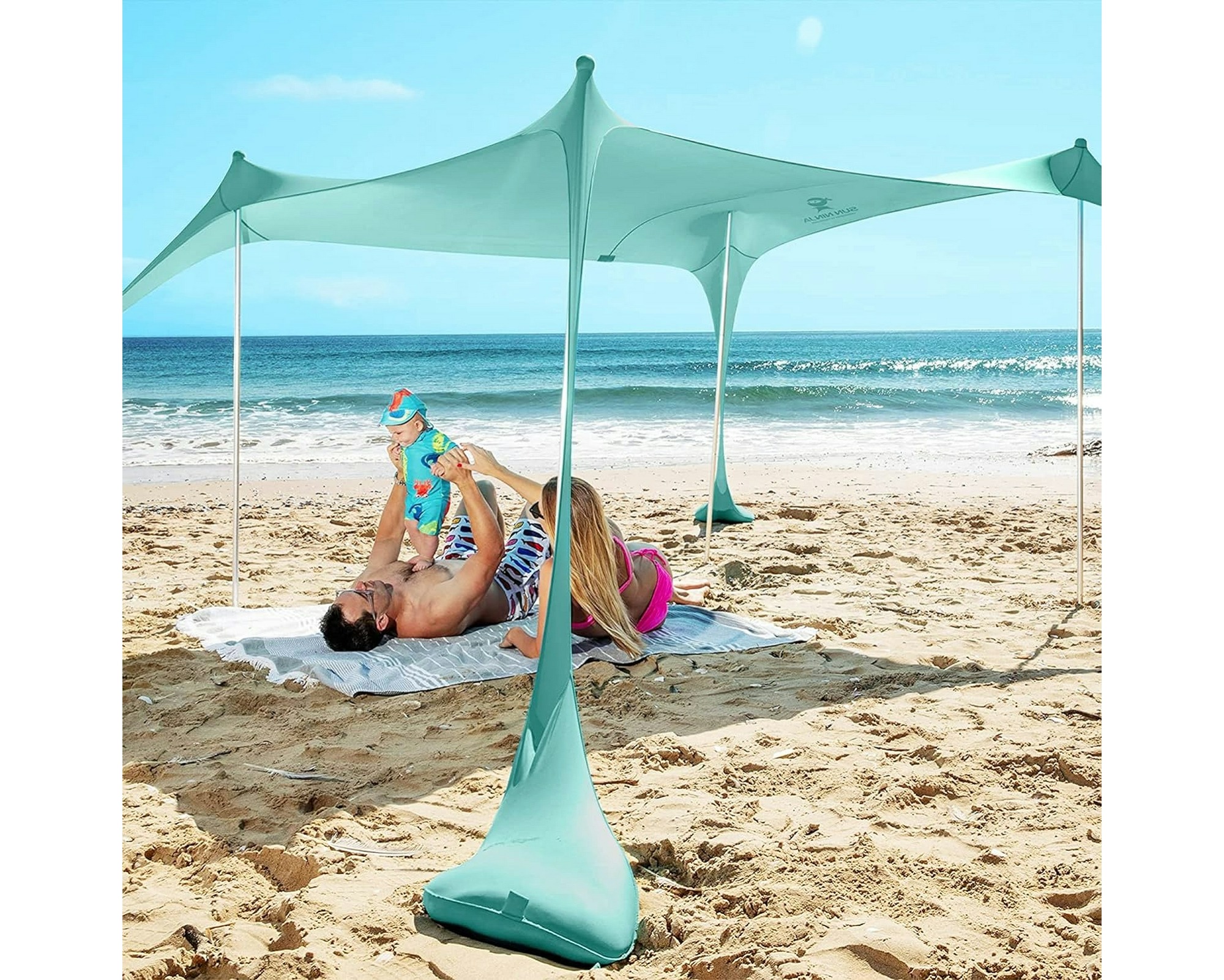 Pop Up Beach Tent Sun Shelter UPF50+ with Sand Shovel for sale online in USA for US $50 Free Shipping