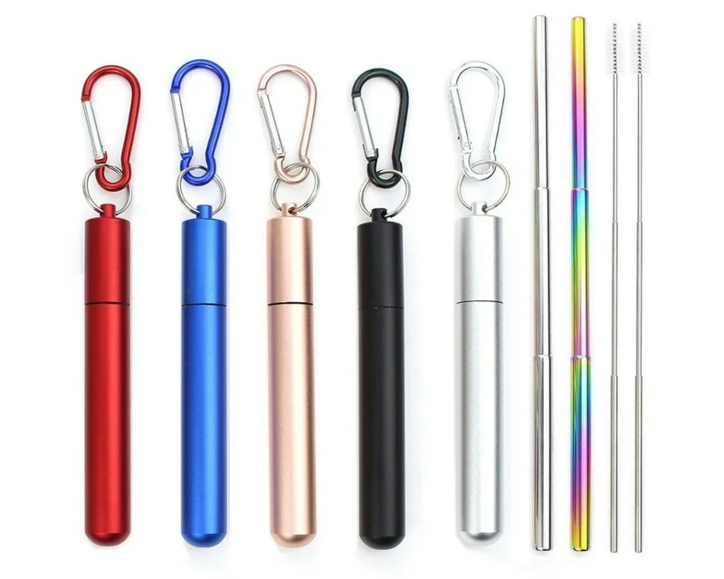 Reusable Telescopic Straw 304 Stainless Steel Metal Straw With Cleaning Brush Portable for sale online in USA for US $1 Free Shipping