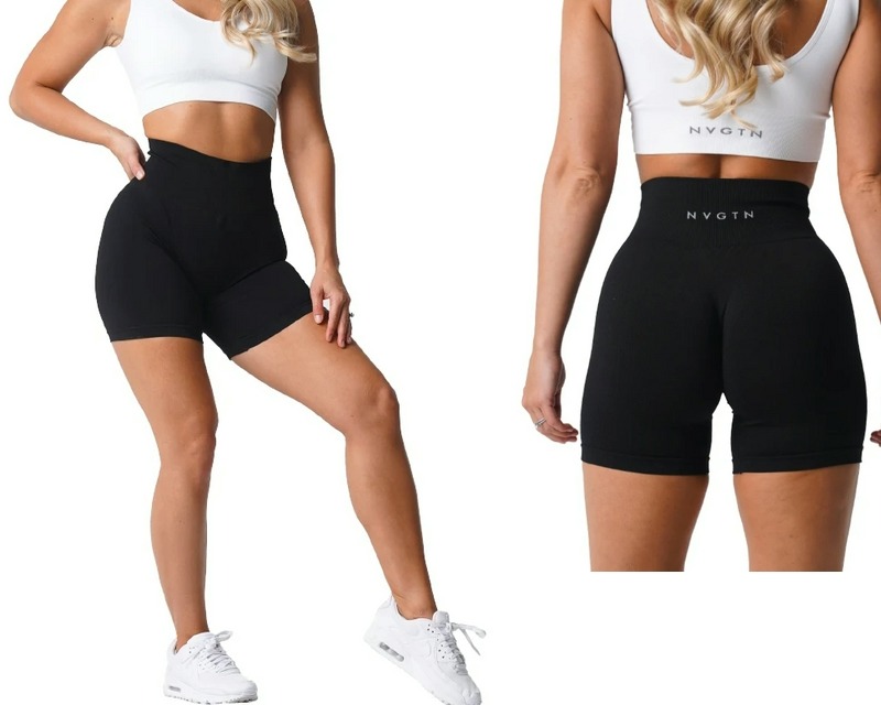 Black Solid Seamless Shorts for womens for sale online for US $12 with Free Shipping