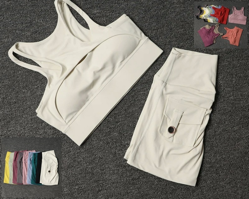 Women’s Tracksuit Shorts Yoga Set With Pocket for sale online in USA for US $13 Free Shipping