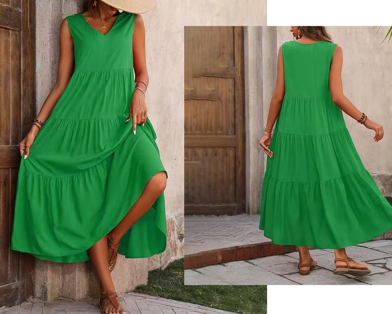 Summer Sleeveless Tank Smocked Long Dresses for sale online in USA for US $11 Free Shipping