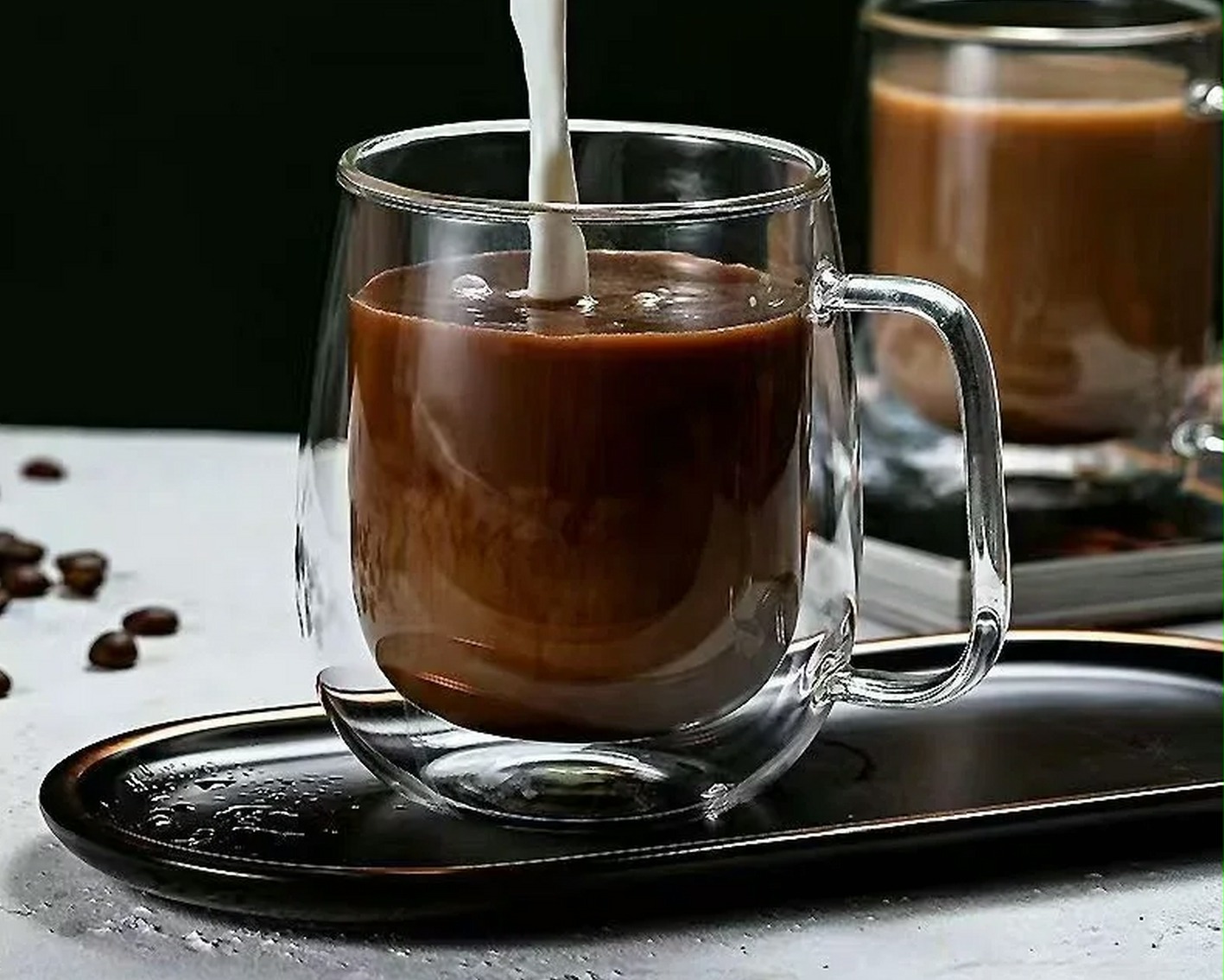 coffee mug double wall glass for sale online in USA for US $4 Free Shipping