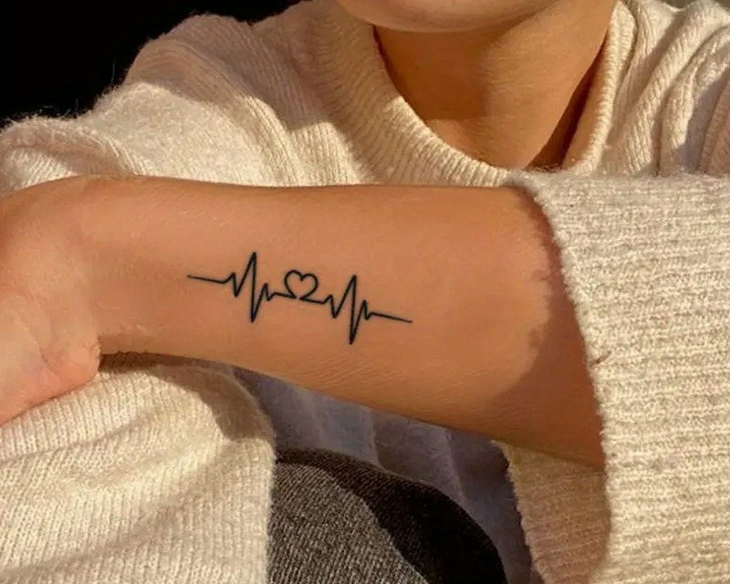 Heartbeat Love EKG Pattern Temporary Tattoo Sticker for sale online in USA for US $1 Free Shipping