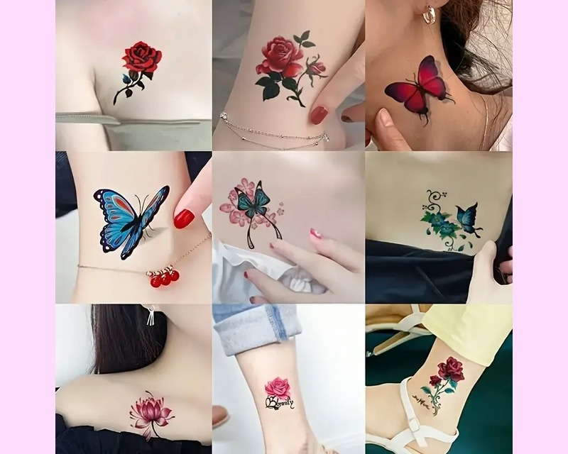 Vibrant Butterfly Temporary Tattoos 20pcs for sale online in USA for US $1 Free Shipping