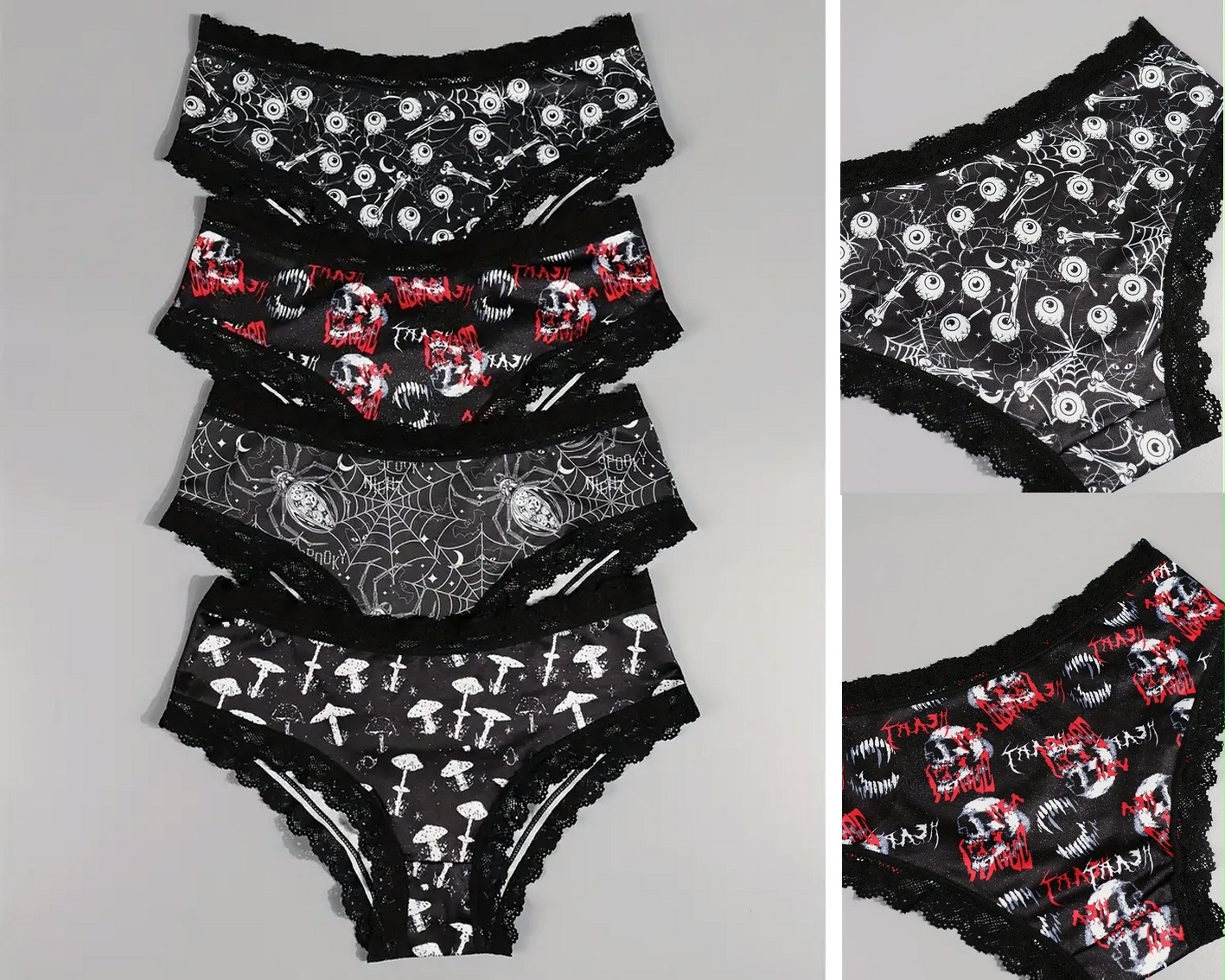 Women Gothic Contrast Lace Hipster Panties Set 4pcs for sale online in USA for US $3 Free Shipping