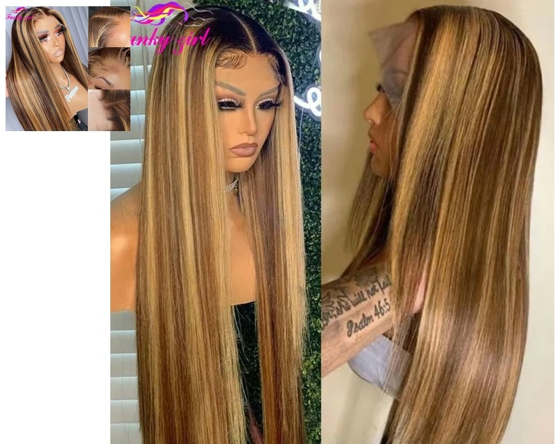 Affordable Highlight Human Hair Lace Front Wig – Bone Straight Blonde Ombre Brazilian Wig, Pre-Plucked, 4×4/13×4/13×6 Lace Options, 150% & 180% Density, Free Shipping – Only $14