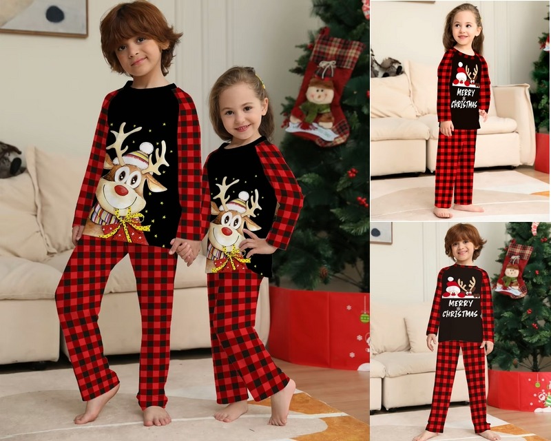 Boys Girls Christmas Pajamas 2 Pcs Suit for sale online at $7 with free shipping to your door