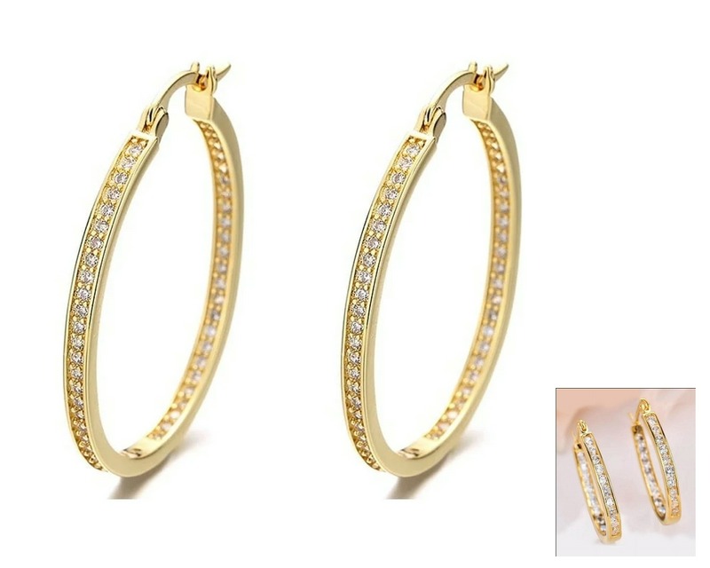 Buy Amy and Annette 14K Gold Hoop Earrings with Swarovski Crystals for $12 – Free Shipping in the USA – Elegant and Hypoallergenic Earrings for Women