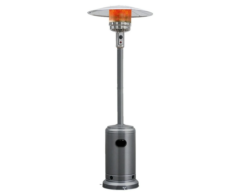 Gymax 50000 BTU Patio Standing LP Gas Heater Stainless Steel Propane with Wheels, Grey - Excellent Heating Efficiency, Safety Features, and Free Shipping for $115 - Ideal for Outdoor Patio, Garden, Courtyard, and Poolside Use in the USA