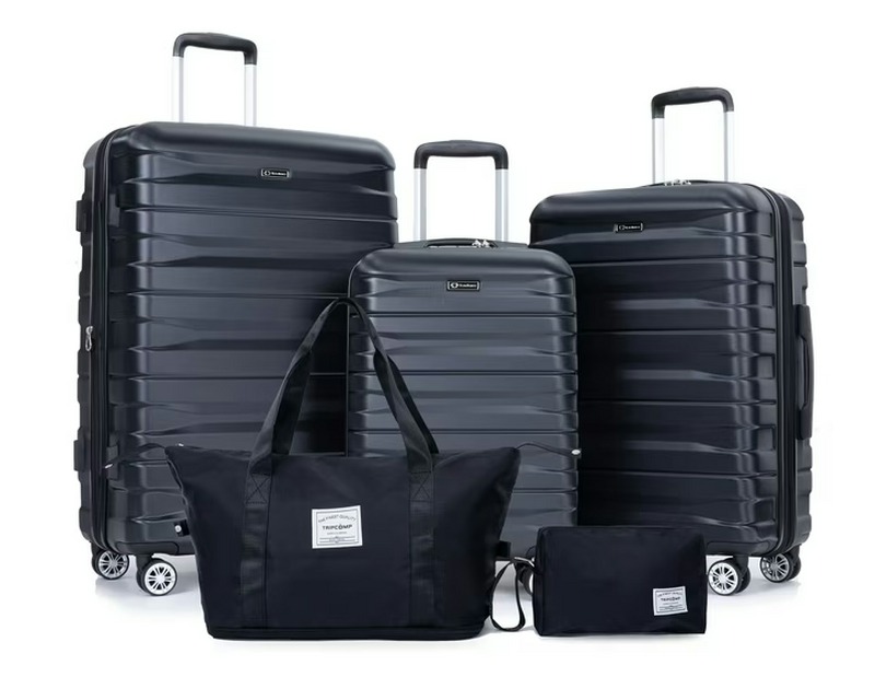 Tripcomp 5-Piece Hardside Luggage Set (20/24/28) with TSA Lock, Expandable Spinner Wheels, Durable & Scratch-Resistant, Black – Only $99 with Free Shipping in the USA