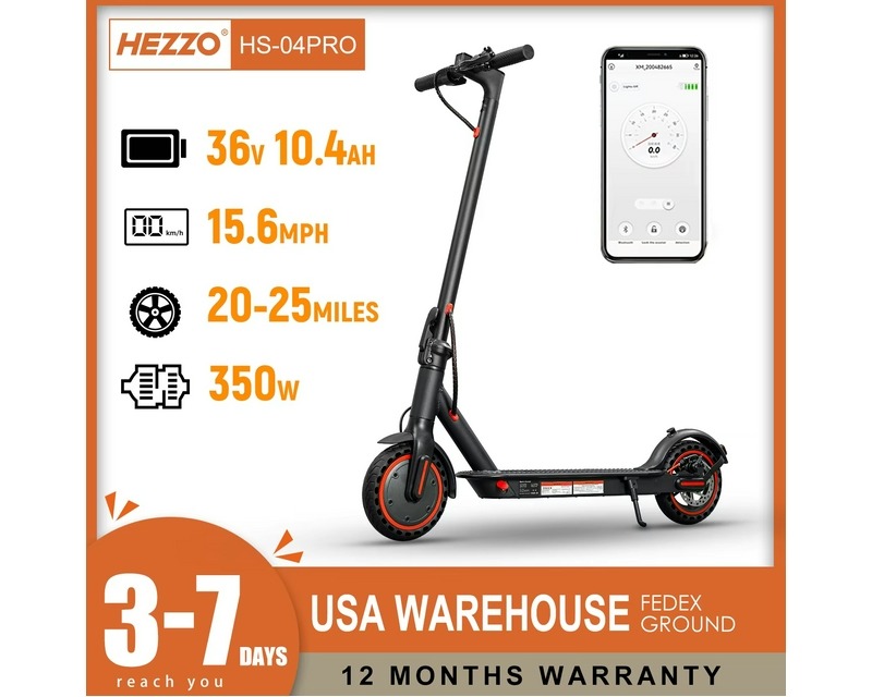 HEZZO 36V 350W Electric Scooter for Adults - HS-04Pro 8.5" Self-Balance Folding Escooter, 25 Miles Range, 15.6 MPH Max Speed, Lithium Battery 10.4Ah, Free Shipping at Home - Only $153!